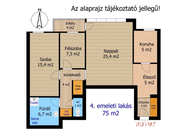 Kiadó 75 m2 Erkélyes tégla lakás Győr Belvárosában beállóval